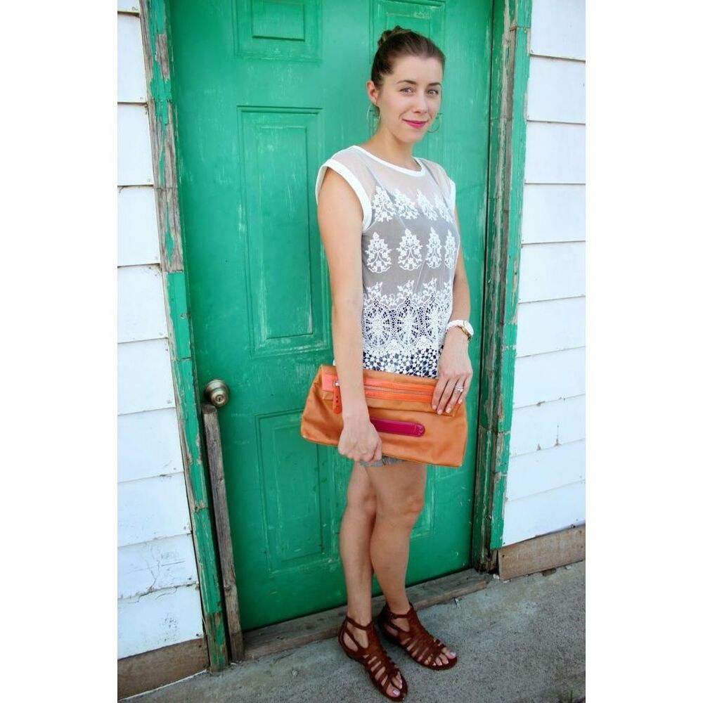 Kate Landry clutch buttery genuine leather boho style